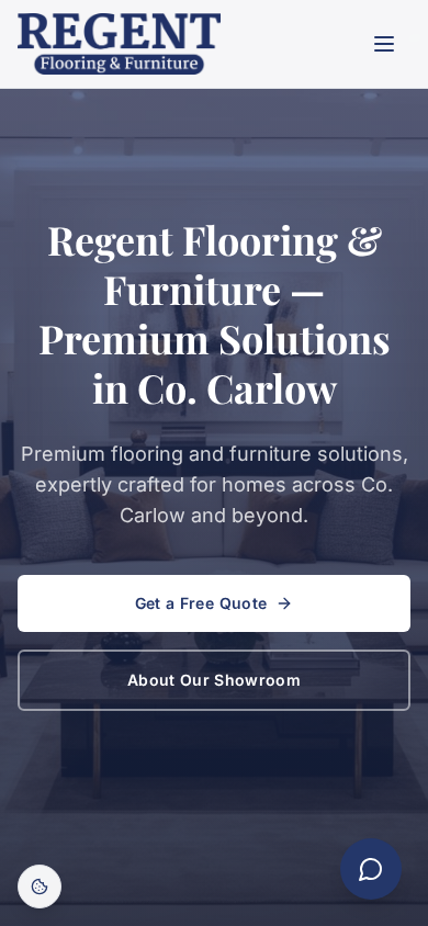 Regent Flooring and Furniture website on a mobile screen