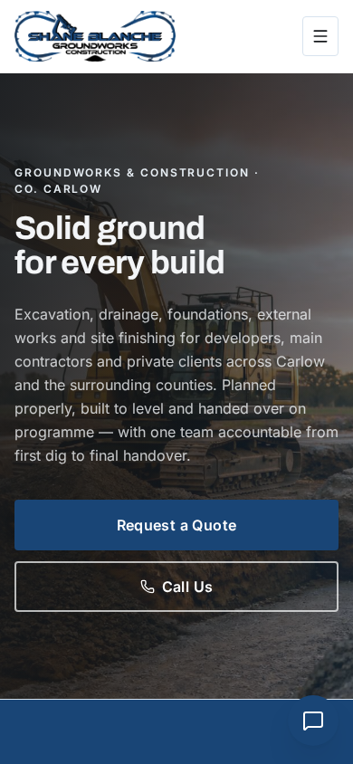 SB Groundworks website on a mobile screen
