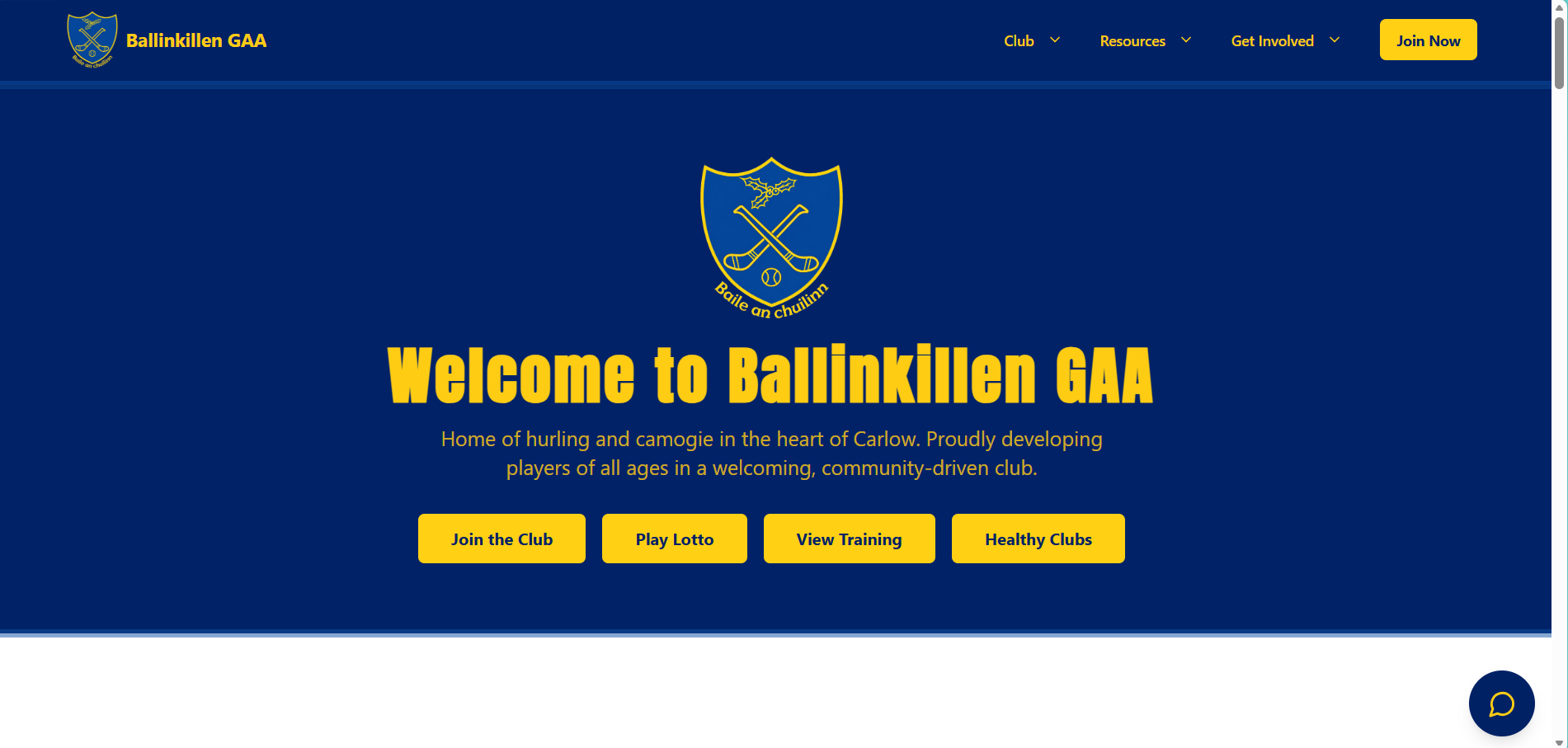Ballinkillen GAA — redesigned website