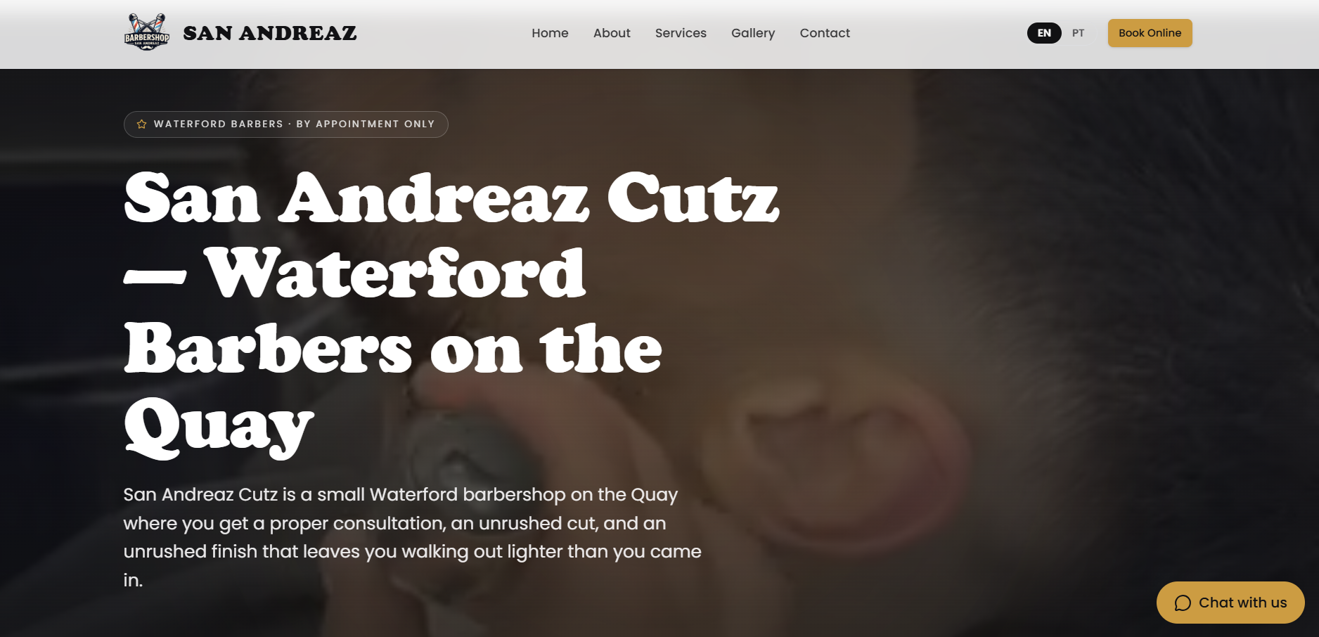 San Andreaz Cutz — new barbershop website built by JF Web Development